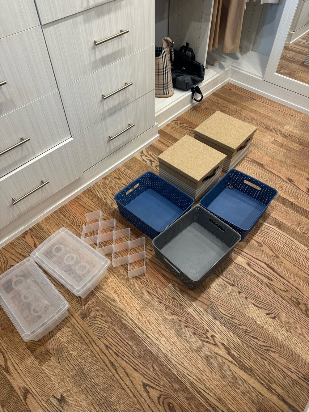 Multi-Pack Blue and Gray Storage Bins - Home Organization Set